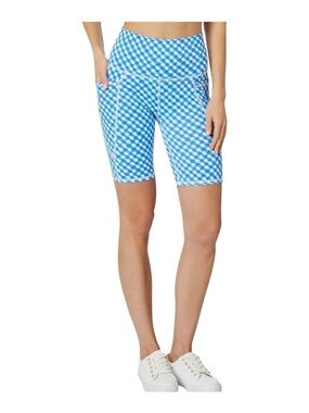 Lilly Pulitzer Luxletic South Beach High Rise Shorts Boca Blue Check Size XS New